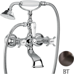 Смеситель для ванны/душа Migliore Princeton, настенный, двухвентильный, неповоротный, длина 145 мм, керамический, латунь, цвет тосканская бронза