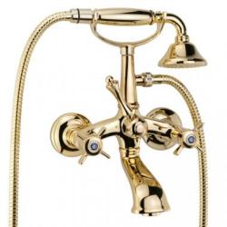 Смеситель для ванны/душа Migliore Korona, настенный, двухвентильный, неповоротный, длина 140 мм, керамический, латунь, цвет золото