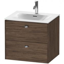 Тумба под раковину Duravit Brioso, 62х47,9х55,5 см, подвесная, 2 выдвижных ящика, ДСП, цвет: орех темный/хром, шкафчик навесной, механизм доводчика, прямоугольная, правая/левая, в ванную комнату