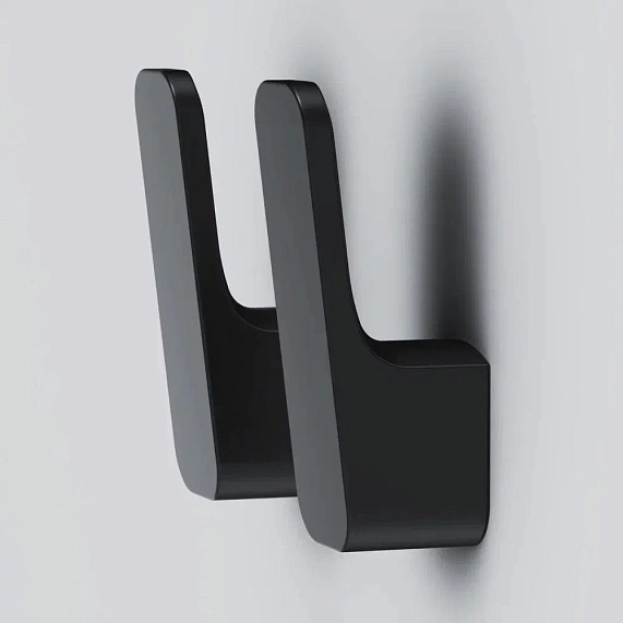 Крючок одинарный (набор) AM.PM Func, настенный, форма прямоугольная, металлический, для полотенец в ванную/туалет/душевую кабину, цвет черный матовый