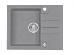 Мойка кухонная ALVEUS ROCK 30 GRANITAL CONCRETE-G81 59,5х47,5х16 см, врезная/встраиваемая сверху, с крылом, искусственный гранит, прямоугольная, цвет бетон, с отверстием под смеситель