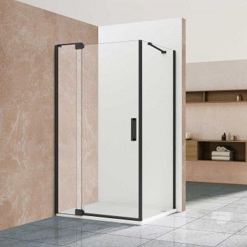 Душевое ограждение Vincea Extra  110/120х90х200 см, прозрачное стекло, профиль черный, левое/правое, прямоугольное/угловое, дверь распашная