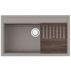 Мойка кухонная Omoikiri Kitagawa 86-LB-GR, 51х86 см, врезная, из керамики (Artceramic), прямоугольная, цвет ленинградский серый, без отверстия под смеситель, без крыла, слив-перелив, врезная в столещницу, для кухни