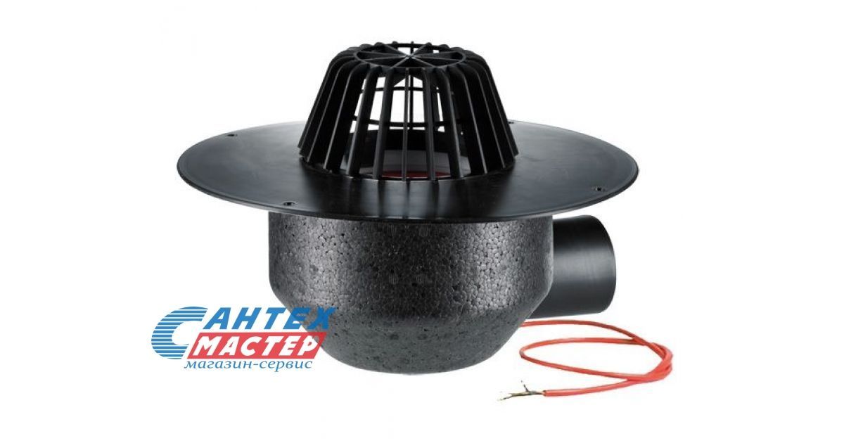 Кровельная воронка Ду110 с электрообогревом, для ПП-мембран, с горизонтальным выпуском, HL 64.1F/1