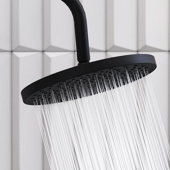 Верхний душ Damixa Apollo на подвижном шарнире, круглый, с 1 режимом, тропический душ (лейка), размер диска 236 мм, ABS-пластик, цвет черный, для душа/ванной