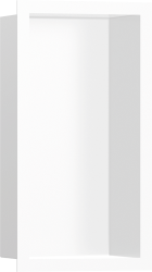 Полка Hansgrohe XtraStoris Individual 300/150/100, с дизайнерской рамой, размер 30х15х10 см, встраиваемая в нишу, форма прямоугольная, цвет матовый белый, нержавеющая сталь, встроенная/настенная, шкаф/короб