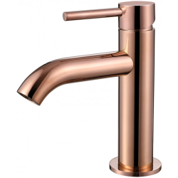 Смеситель для раковины/умывальника ABBER Wasser Kreis, однорычажный, неповоротный, керамический, длина излива 123 мм, латунь, цвет розовое золото