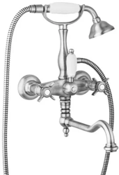 Смеситель для ванны/душа Cezares Lord, настенный, двухвентильный, поворотный, длина 285 мм, керамический, латунь, цвет хром