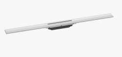Решетка Hansgrohe RainDrain Flex 90, для пристенного монтажа, для душевого трапа, укорачиваемый, 90х6 см, цвет матовый белый, для душа в пол, нержавеющая сталь, прямоугольная