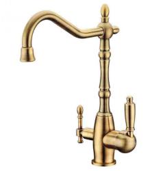 Смеситель для кухни/мойки ZorG ZR 312, под фильтр, однорычажный, поворотный, керамический картридж, длина излива 230 мм, латунь, цвет бронза