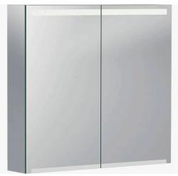 Зеркальный шкафчик Geberit (Keramag) Option 75х70х15 см с LED/ЛЕД-подсветкой, прямоугольное, со шкафом/полкой, распашной, две дверцы, для ванны, навесное/подвесное/настенное