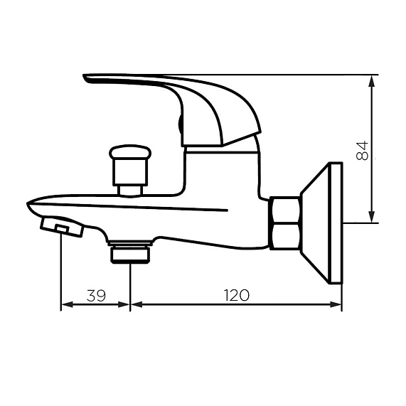 Смеситель для ванны/душа Dorff Stark однорычажный, керамический, настенный, излив короткий литой 159 мм, латунь, хром