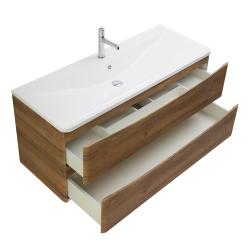 Тумба под раковину BelBagno Acqua 120, 120х45,5х50 см, подвесная, 2 выкатных ящика, МДФ, цвет: деревенский дуб, шкафчик навесной, механизм доводчика, прямоугольная