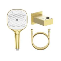 Душевой гарнитур Raglo R476.41.03 комплект: ручной душ 3 режима/держатель для душа/шланг для душа 150 см, латунь/пластик, цвет сатин золотой
