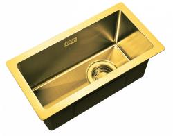 Мойка кухонная ZorG Light Bronze, 23х44х20 см, нержавеющая сталь, прямоугольная, цвет: бронза, без отверстия под смеситель, без крыла, слив-перелив, врезная