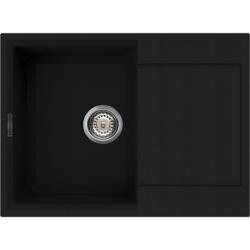 Мойка кухонная Omoikiri Sakaime 68-BL, 50х68 см, врезная, из искусственного гранита (Tetogranit), прямоугольная, цвет черный, без отверстия под смеситель, с крылом, оборачиваемая, слив-перелив, врезная в столещницу, для кухни