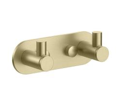 Крючок двойной Aquatek Европа настенный, нержавеющая сталь/латунь, форма округлая, для полотенец/халатов в ванную/туалет/душевую кабину, цвет шлифованное золото