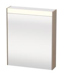 Зеркальный шкаф Duravit Brioso, 62х76х14,8 см, подвесной, цвет: лен, зеркало с подсветкой LED/ЛЭД, выключатель/розетка, с 1 распашной дверцей/одностворчатый, 2 стеклянные полки, прямоугольный, левый