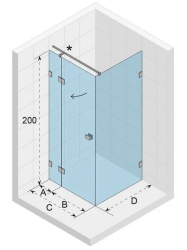 Душевой уголок Riho SZ Scandic NXT Х203, 137х77 см, без поддона, прямоугольный, левый/левосторонний, пристенный/угловой, стекло прозрачное, (без сифона) без крыши, распашной, стеклянный, алюминиевый профиль (черный)