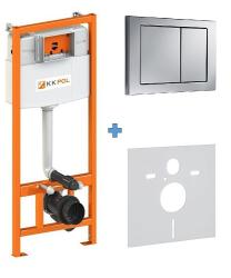 Инсталляция KK-POL Standard с кнопкой смыва M05/хром, (клавишей смыва, двойного слива), система для подвесного унитаза, со скрытым смывным бачком (бак), комплект, размеры рамы (каркас) 42,5х129х23,5 см