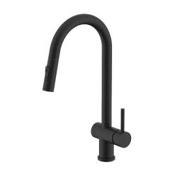 Смеситель для кухни/мойки Splenka S204.49.06 однорычажный, поворотный/выдвижной излив, керамический, высота 237 мм, длина 206 мм, нержавеющая сталь, цвет черный