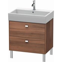 Тумба под раковину Duravit Brioso, 68,4х45,9х57 см, напольная, цвет: орех матовый/хром, 2 выдвижных ящика, ДСП, прямоугольная, левая/правая, в ванную комнату