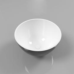 Раковина Whitecross Amethyst 50х50 см, накладная, из искусственного камня, круглая, цвет черный/белый глянцевый, без отверстия под смеситель, без перелива, умывальник