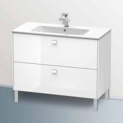 Тумба под раковину Duravit Brioso, 102х47,9х68,3 см, напольная, цвет: белый глянец/хром, 2 выдвижных ящика, ДСП, прямоугольная, левая/правая, в ванную комнату