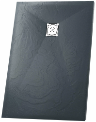 Душевой поддон RGW Stone Tray ST-G, 80х160х2,5 см, прямоугольный, из искусственного камня, низкий, цвет: графит, с антискользящим рельефным покрытием, без бортика