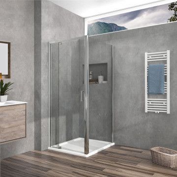 Душевое ограждение Vincea Intra 80/90х80х190 см, прозрачное стекло, профиль хром, левое/правое, прямоугольное/угловое, дверь распашная