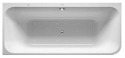 Ванна Duravit Happy D.2 Plus 180х80 см гидромассажная, пристенная, акриловая, цвет: белый/графит матовый, с ножками/сливом-переливом/фронтальной панелью, прямоугольная/угловая, с системой гидромассажа Air-System, с двумя наклонами для спины, левая