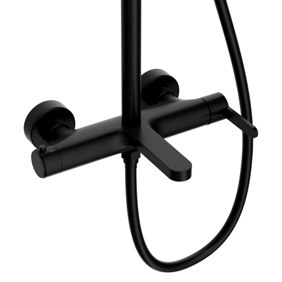 Душевая система Cersanit OLIVA (смеситель стандартный) с изливом 3 режима шланг 150 металл, цвет черный матовый, комплект: однорычажный смеситель/тропический душ