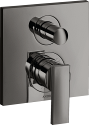 Смеситель для ванны Axor Citterio однорычажный, с рычаговой рукояткой, скрытого монтажа, настенный/встраиваемый, квадратный, латунный, без излива, керамический, цвет полированный черный хром, без душевого шланга/лейки