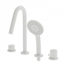 Смеситель для ванны/душа Cezares Leaf, на борт ванны, однорычажный, неповоротный, длина 163 мм, керамический, латунь, цвет белый матовый