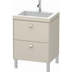 Тумба c раковиной Duravit Brioso, 60х48х70,1 см, напольная, 2 выдвижных ящика, ДСП, цвет: серо-коричневый /Vero Air, мебельная, прямоугольная, цвет белый, фарфоровая, без отверстия под смеситель, без перелива