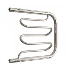 Полотенцесушитель Двин Dw 50/60 c полкой, водяной (1"-1/2" К0  Полированный), боковое подключение, нержавеющая сталь, настенный, форма Е-образная, цвет хром