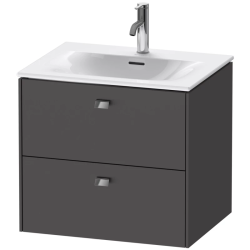 Тумба под раковину Duravit Brioso, 62х47,9х55,5 см, подвесная, 2 выдвижных ящика, ДСП, цвет: графит матовый/хром, шкафчик навесной, механизм доводчика, прямоугольная, правая/левая, в ванную комнату
