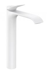 Смеситель для раковины Hansgrohe Vivenis 250, однорычажный, фиксированный излив, длина 19,1 см, керамический, латунь, цвет матовый белый, без сливного гарнитура