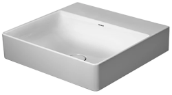 Раковина DURAVIT DuraSquare WonderGliss 50х47х14,5 см, подвесная, прямоугольная, санфарфор, шлифованная, цвет белый, без отверстия под смеситель, антигрязевое покрытие, без перелива