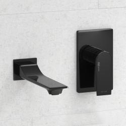 Смеситель для раковины/умывальника WasserKRAFT, встраиваемый, однорычажный, неповоротный, керамический, длина излива 182 мм, латунь, цвет черный