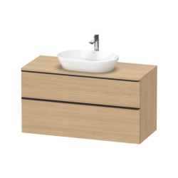 Тумба под раковину Duravit D-Neo, 121х46,2х62,5 см, подвесная, 2 выдвижных ящика, ДСП, цвет: натуральный дуб, шкафчик навесной, прямоугольная, правая/левая, в ванную комнату