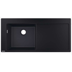 Мойка кухонная Hansgrohe 450, S51, S514-F450, с крылом, 105х51х20,5 см, чаша слева, врезная/встраиваемая сверху, искусственный гранит, прямоугольная, цвет черный графит, без отверстия под смеситель, слив-перелив