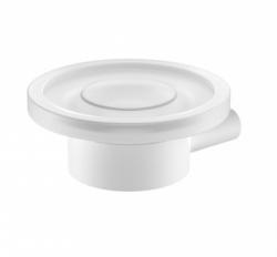 Мыльница IDDIS Petite, настенная, нержавеющая сталь/стекло, форма круглая, для душа/мыла, в ванную/туалет/душевую кабину, цвет белый матовый PETWTSGi42