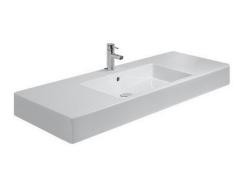 Раковина DURAVIT Vero WonderGliss, 125х49х17 см, мебельная/подвесная, прямоугольная, санфарфор, цвет белый, с 1 отверстием под смеситель, антигрязевое покрытие, слив/перелив