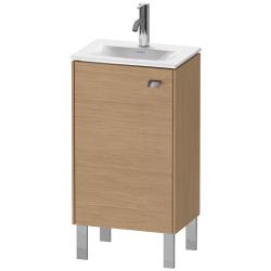 Тумба под раковину Duravit Brioso, 44х31х68,5 см, напольная, цвет: дуб европейский/хром, 1 распашная дверца/одностворчатая, стеклянная полка, ДСП, прямоугольная, левая, в ванную комнату