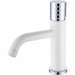Смеситель для раковины/умывальника Boheme Stick, однорычажный, неповоротный, керамический, длина излива 135 мм, латунь, цвет белый/хром