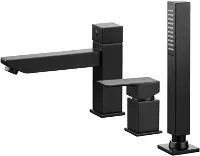 Смеситель для ванны/душа Deante ANEMON, на борт ванны, однорычажный, неповоротный, латунь, длина излива: 189 мм, керамический, цвет черный