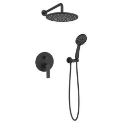 Душевая система Esko Singapore black 6 в 1 встраиваемая, скрытого монтажа, цвет черный, комплект: однорычажный смеситель/тропический душ (с верхней лейкой)/лейка/держатель лейки/шланг, скрытый монтаж