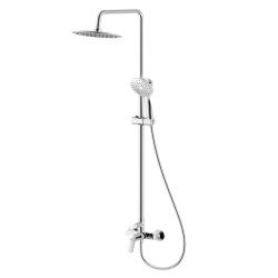 Душевая система Rossinka, высота- 1741 мм, настенная, цвет хром, комплект: однорычажный смеситель/тропический душ (с верхней лейкой)/штанга/лейка/шланг, латунь, наружного монтажа