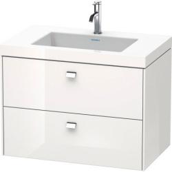 Тумба c раковиной Duravit Brioso, 80х48х61,3 см, подвесная, 2 выдвижных ящика, ДСП, цвет: белый глянец/хром /Vero Air, мебельная, прямоугольная, цвет белый, фарфоровая, 1 отверстие под смеситель, без перелива